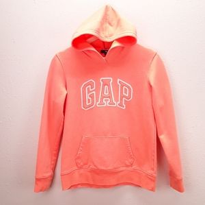 GAP Factory neon orange logo spellout hoodie